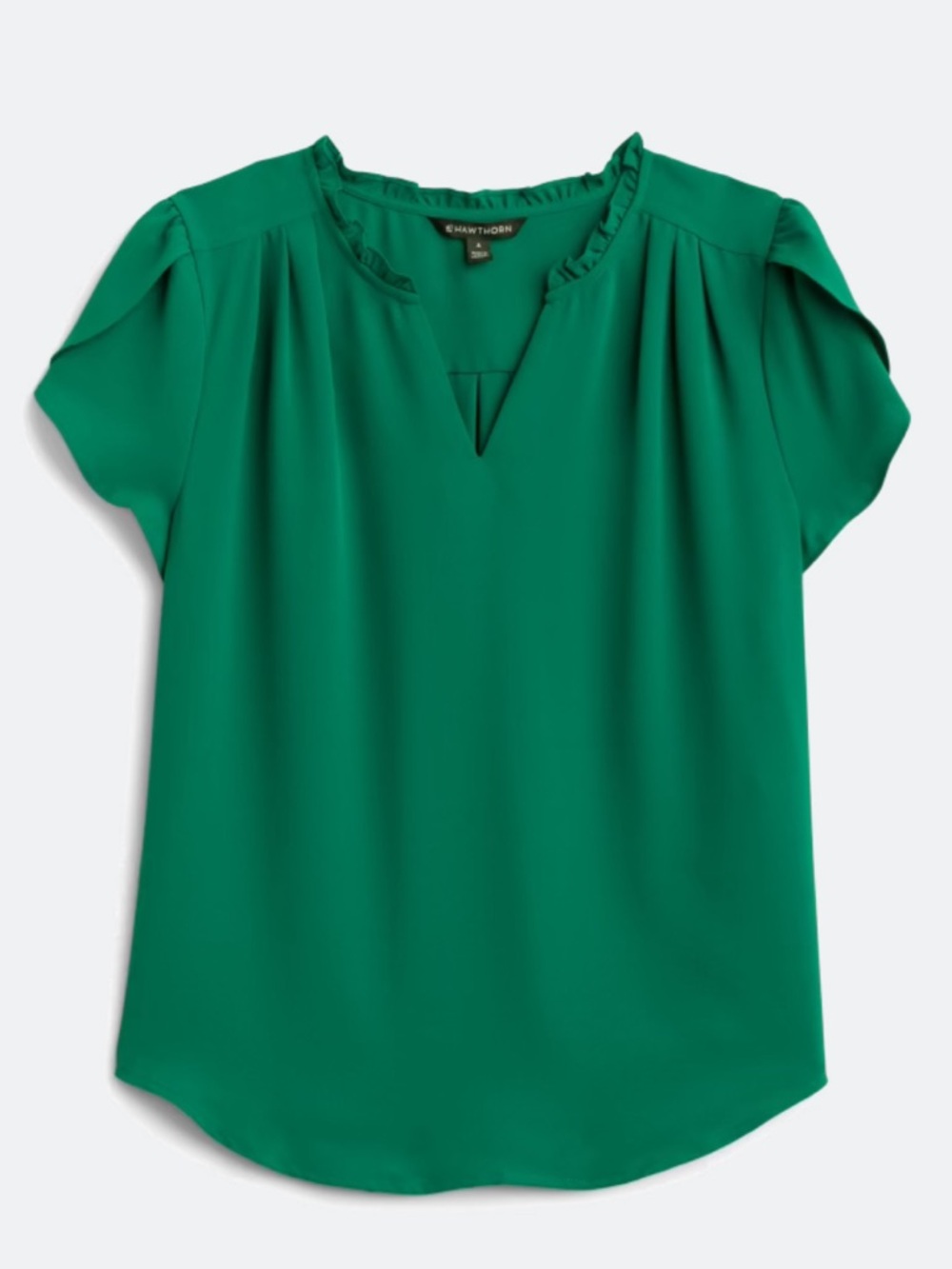Emerald Green Ruffle V-Neck Blouse - Green